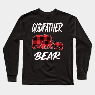 Godfather Bear Red Plaid Christmas Pajama Matching Family Gift Long Sleeve T-Shirt